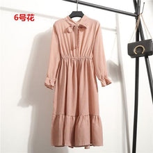 Load image into Gallery viewer, 29 Colors Beautiful Fashion Spring Autumn Women Long Sleeve Dress Retro Collar Casual Slim Dresses Floral Printing Chiffon Sexy