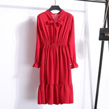 Load image into Gallery viewer, 29 Colors Beautiful Fashion Spring Autumn Women Long Sleeve Dress Retro Collar Casual Slim Dresses Floral Printing Chiffon Sexy