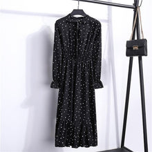 Load image into Gallery viewer, 29 Colors Beautiful Fashion Spring Autumn Women Long Sleeve Dress Retro Collar Casual Slim Dresses Floral Printing Chiffon Sexy