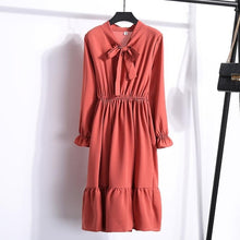 Load image into Gallery viewer, 29 Colors Beautiful Fashion Spring Autumn Women Long Sleeve Dress Retro Collar Casual Slim Dresses Floral Printing Chiffon Sexy