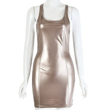 Load image into Gallery viewer, VOZRO Nightclub Reflective Sexy Low-cut Big U Patent Leather PU Tight Body Summer Party Dress Women Short Skirt Vestido Dresses